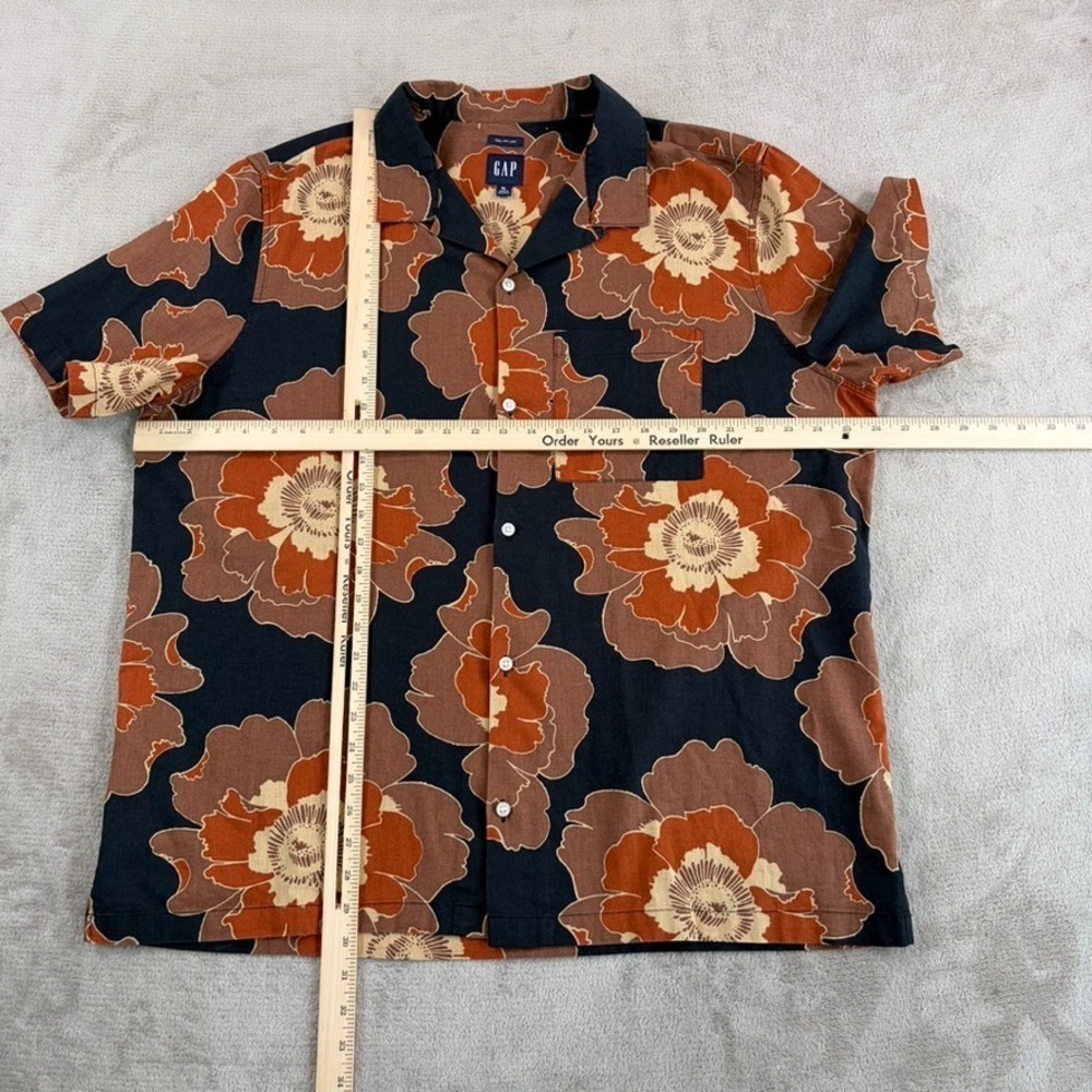 Gap April Bloom Floral Aloha Linen Blend Camp Loop Collar Shirt Men XL NWOT - Picture 5 of 7